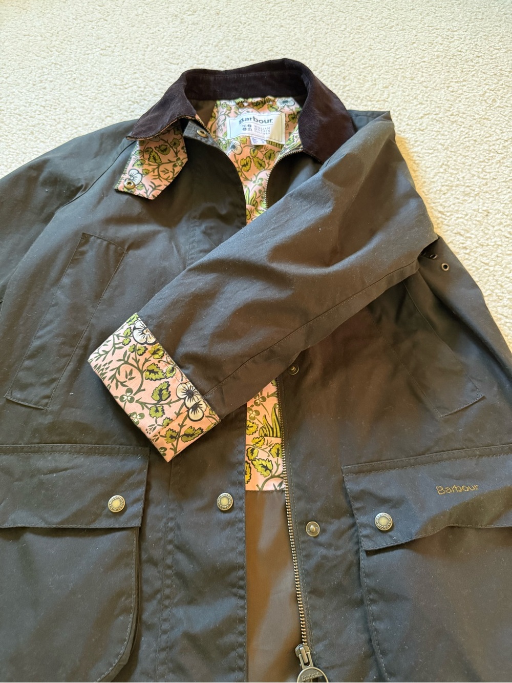 Barbour x William Morris Gallery waxed cotton jacket size 4 - Picture 3 of 4